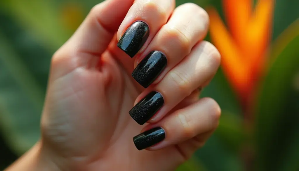 Esmalte preto com glitter: 7 designs impactantes [2026]