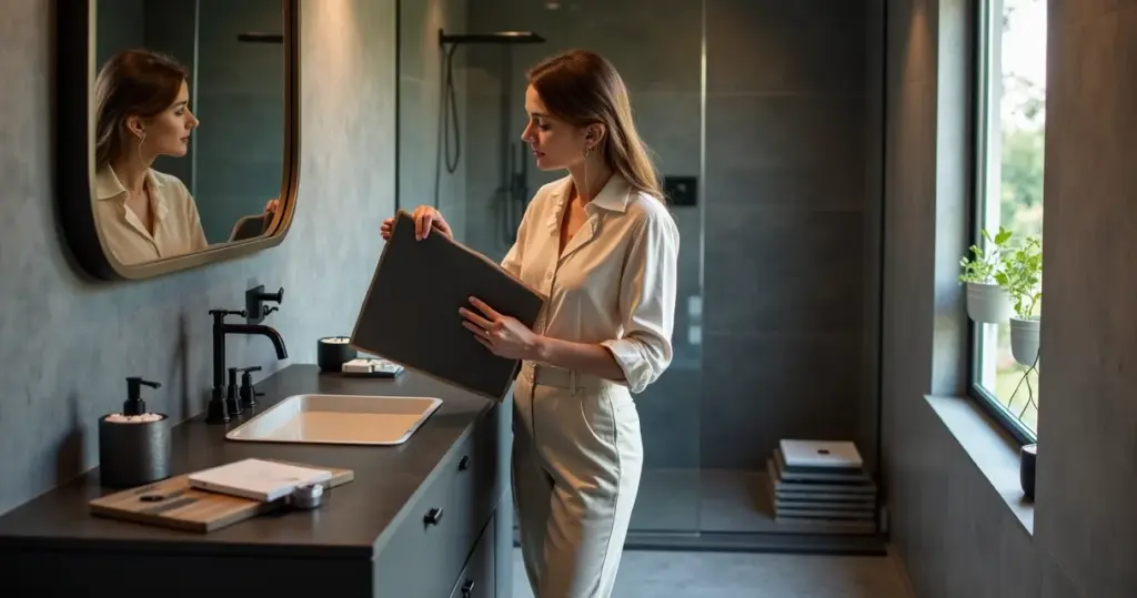 Cuidados ao revestir banheiro pequeno com porcelanato escuro: evite o erro que estraga tudo Cuidados ao revestir banheiro pequeno com porcelanato escuro: evite o erro que estraga tudo