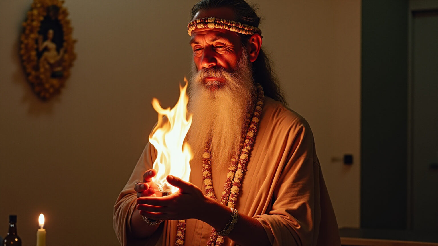 Pai de Santo Roberson Dariel em ritual de limpeza espiritual em São Paulo.