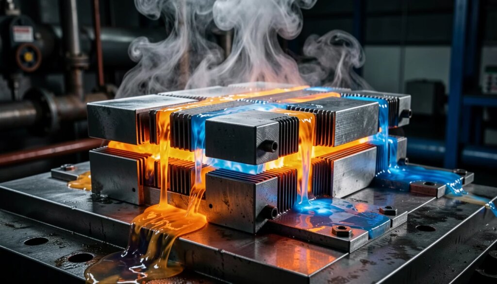 Trocador de calor brasado compacto em operação industrial
