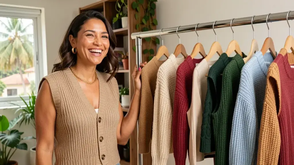 Colete Feminino Tricot: 12 Ideias de Look Para Usar o Ano Todo